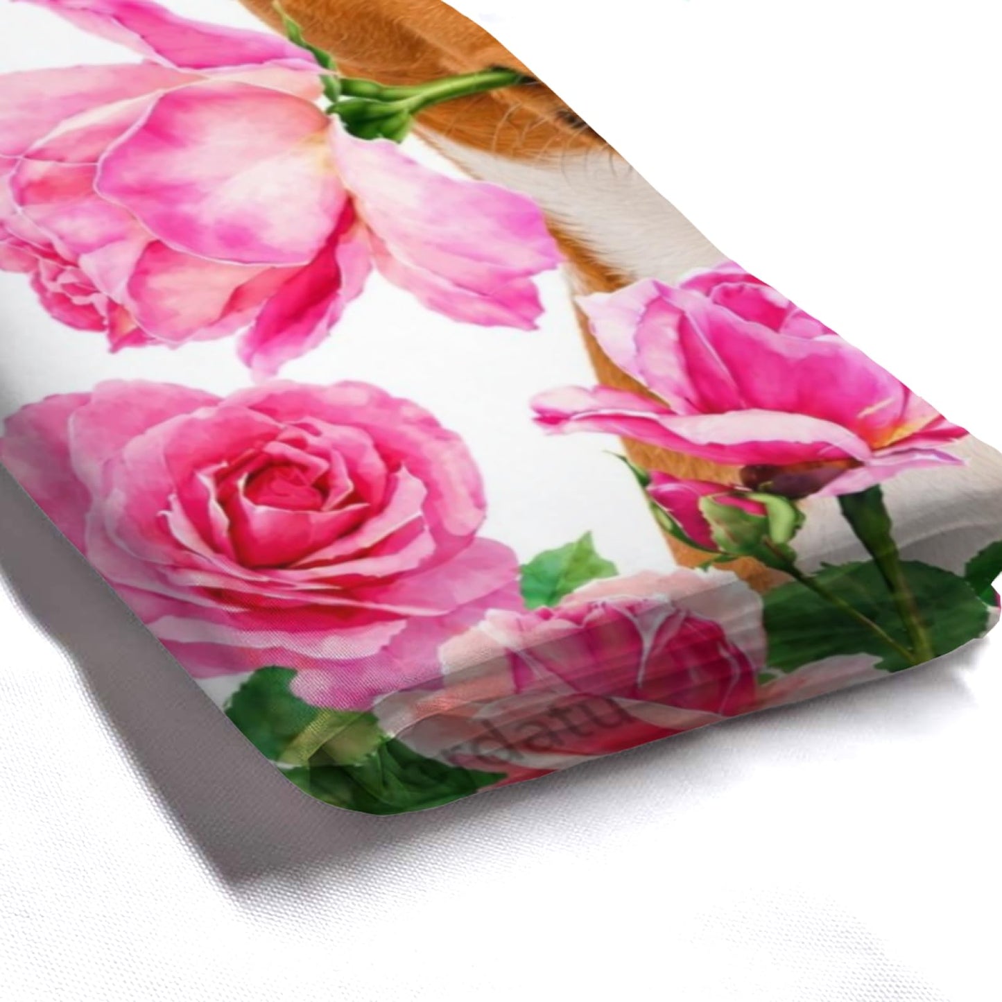 Wordatu Spring Summer Basenji Rose Shower Curtain, Bathroom Decor Fabric Polyester Waterproof 12 Hooks 72Wx72H Inch for Bathtub and Bathroom