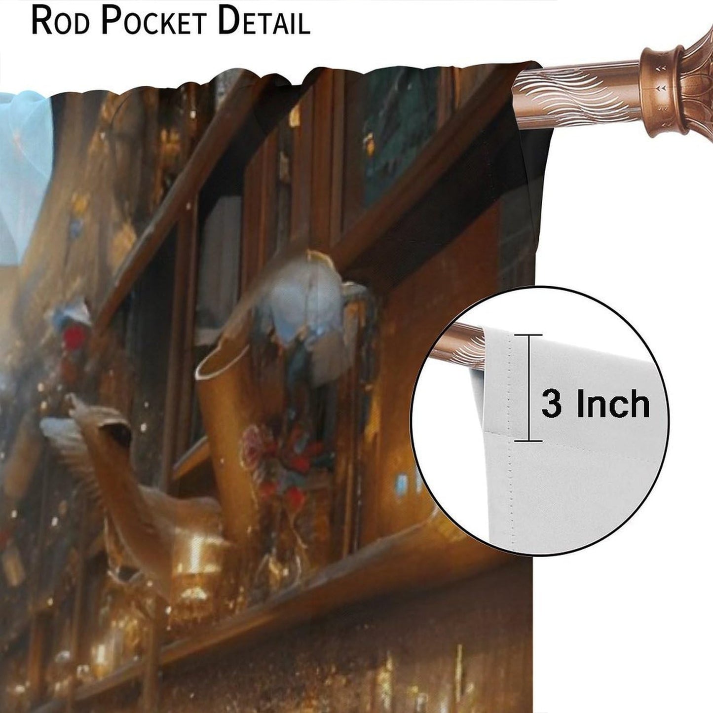 Nsbul Magical Wizarding Library Curtains, Retro Mid Century Books Bookshelf Fantastic Window Treatment for Bedroom Living Room Office Study Decor, 42" W X 45" L(No Blackout)