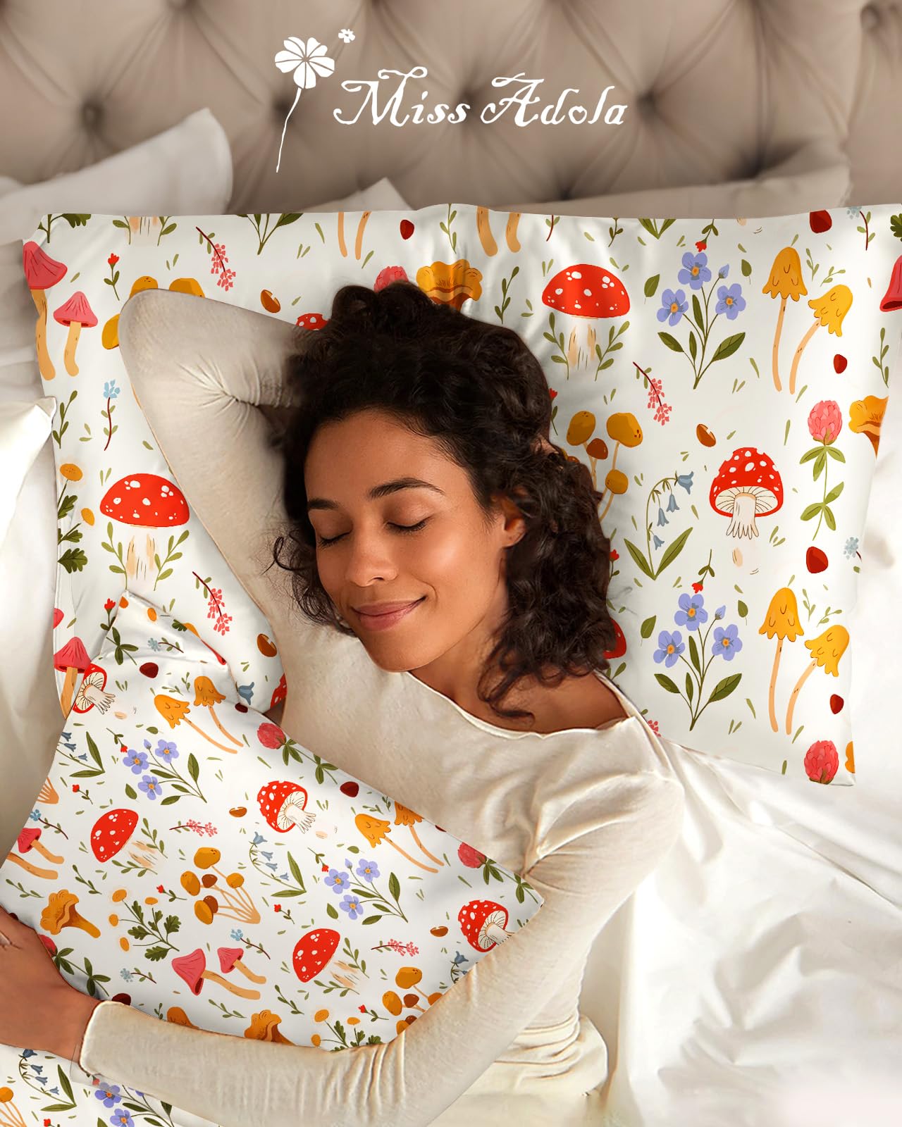 Miss Adola 2 Pack Mulberry Silk Pillowcase for Hair and Skin - Standard Size 20 x 26 Inches with Hidden Zipper Flowering Plants 19 Momme Soft Sleeping Silk Pillow Case for Women, Moms