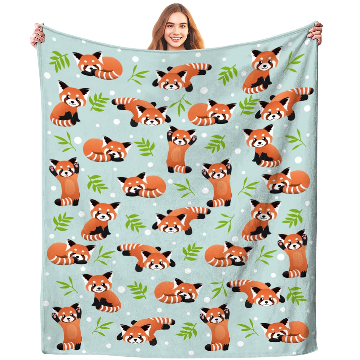 Cute Red Panda Blanket Bedding Soft Lightweight Flannel Throw Blankets for Kids Adults Bedroom Living Room Sofa Gifts 50"X40"