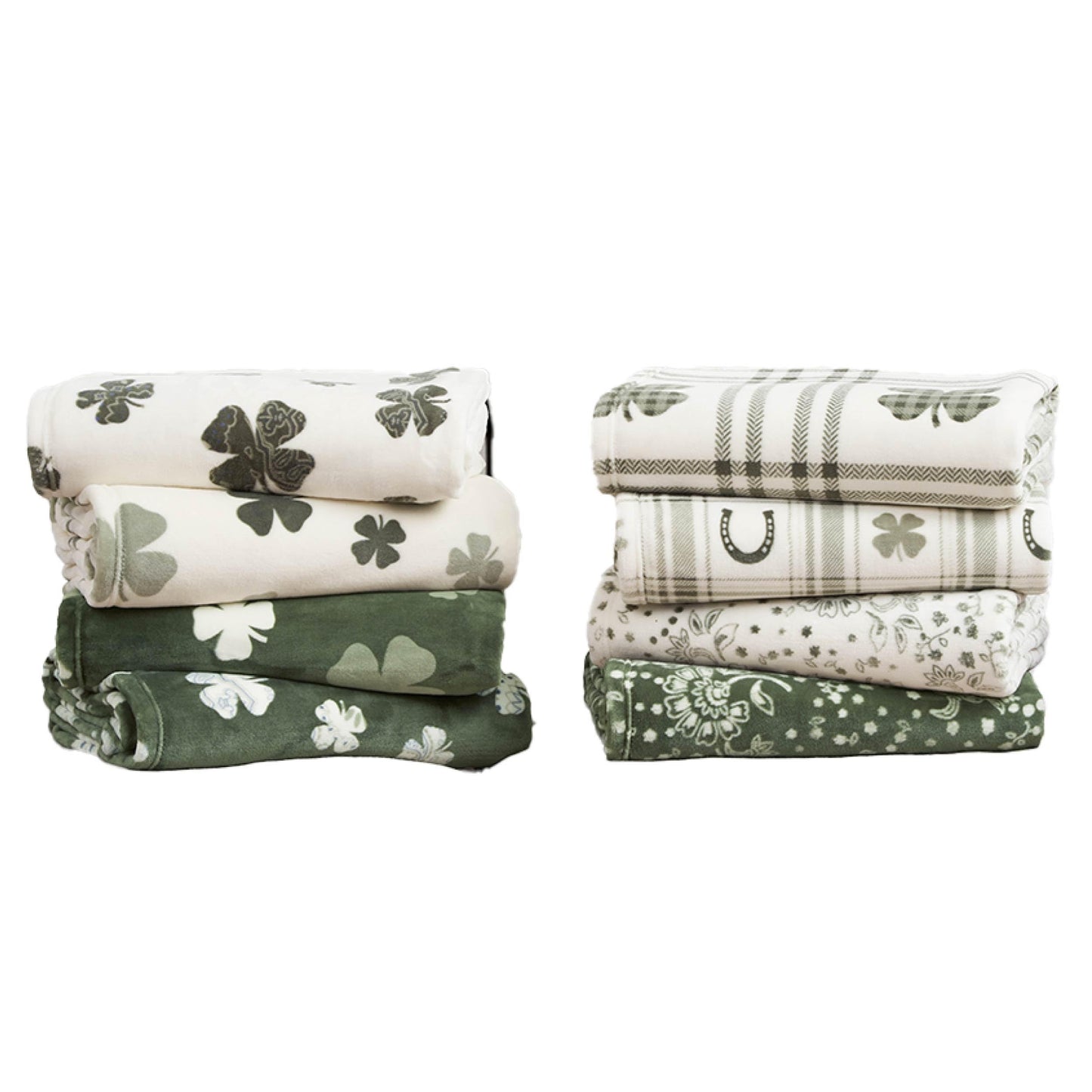 Lucky Brand 50" x 70" Plush Throw Blanket, Clover Gingham Plaid Sage Green Blanket for Sofa or Bed