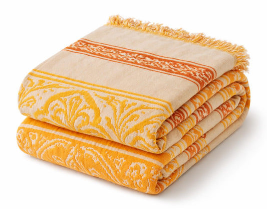 100% Cotton Boho Throw Blanket for Home Decor – Classic Farmhouse Quilt Bedding, Muslin Blankets for Adults, Vintage Woven Decorative Blanket for Couch, Bed Layering Use, Bohemian Stripe, 50"x60"