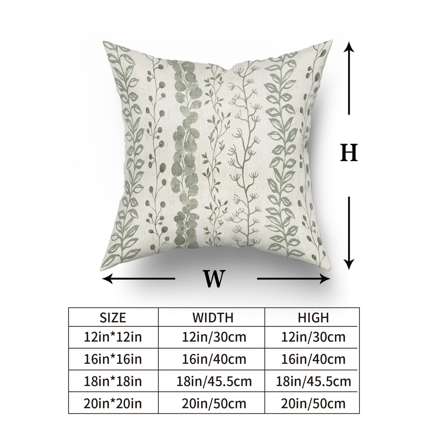Giwawa Sage Green Leaves Pillow Covers 18x18 Inch Set of 2 Spring Summer Leaf Plants Throw Pillow Case Seasonal Botanical Decorative Square Cushion Case for Home Sofa Bed Couch Car