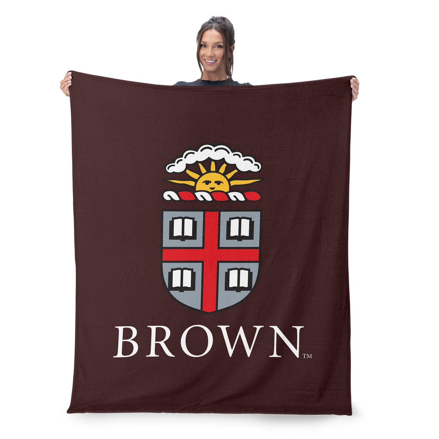 Northwest NCAA Brown University Bears Silk Touch Sherpa Throw Blanket, Ultra-Soft Fleece, Ivy League Official Team Logo, Cozy Plush Bedding, 50 x 60 Inches