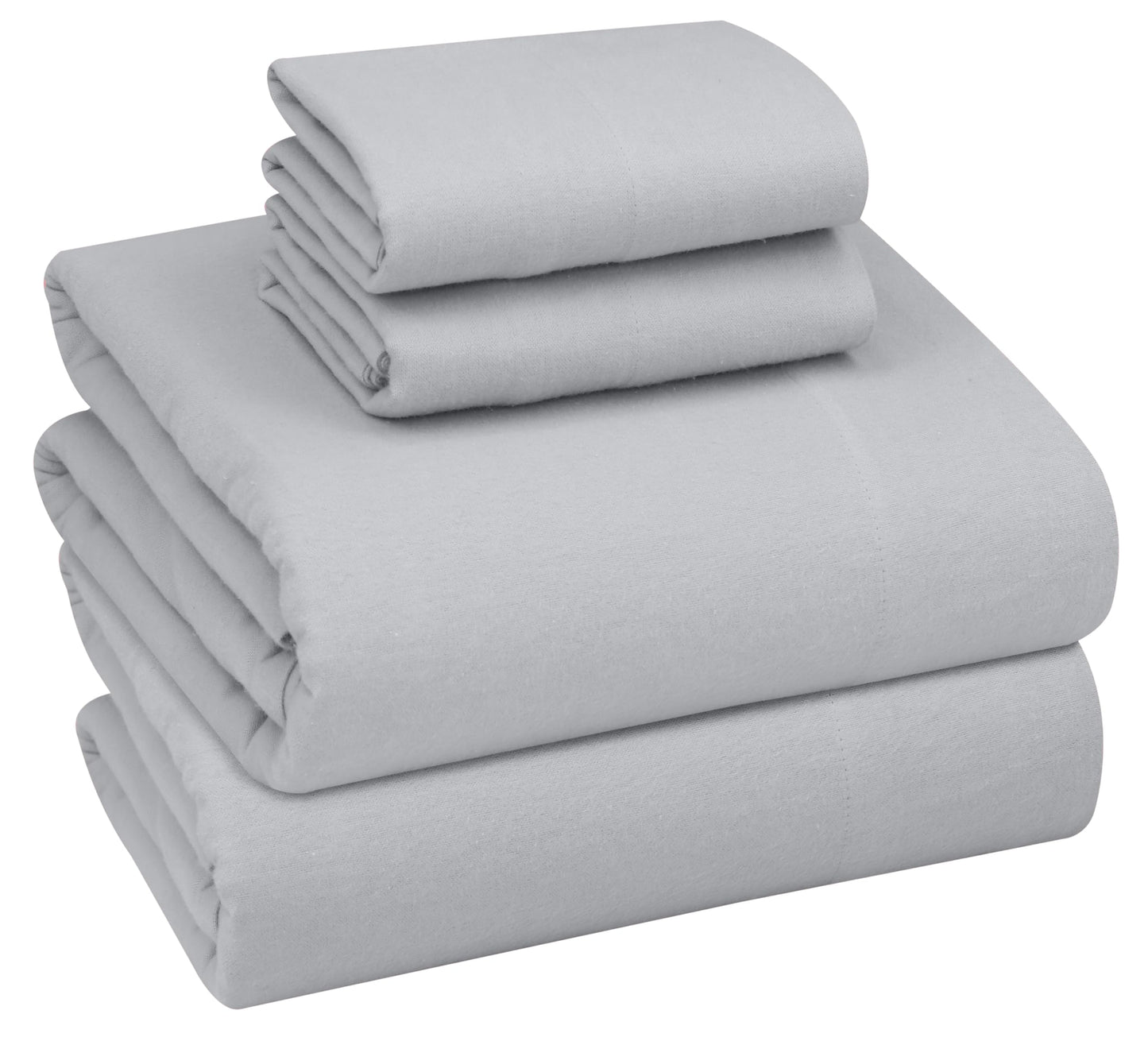 RUVANTI Flannel Sheets Queen Size - GOTS Certified 100% Organic Cotton, 4 Piece Warm, Soft & Breathable Set, Deep Pocket Snug Fit, Double Brushed Cozy All Season Bedding, Light Grey