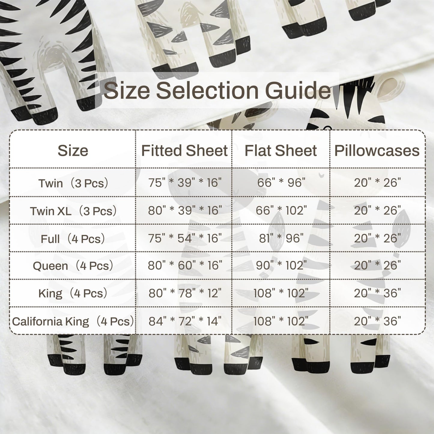 Zebra Twin Sheet Set 3 Pcs Black and White Kids Bed Sheets