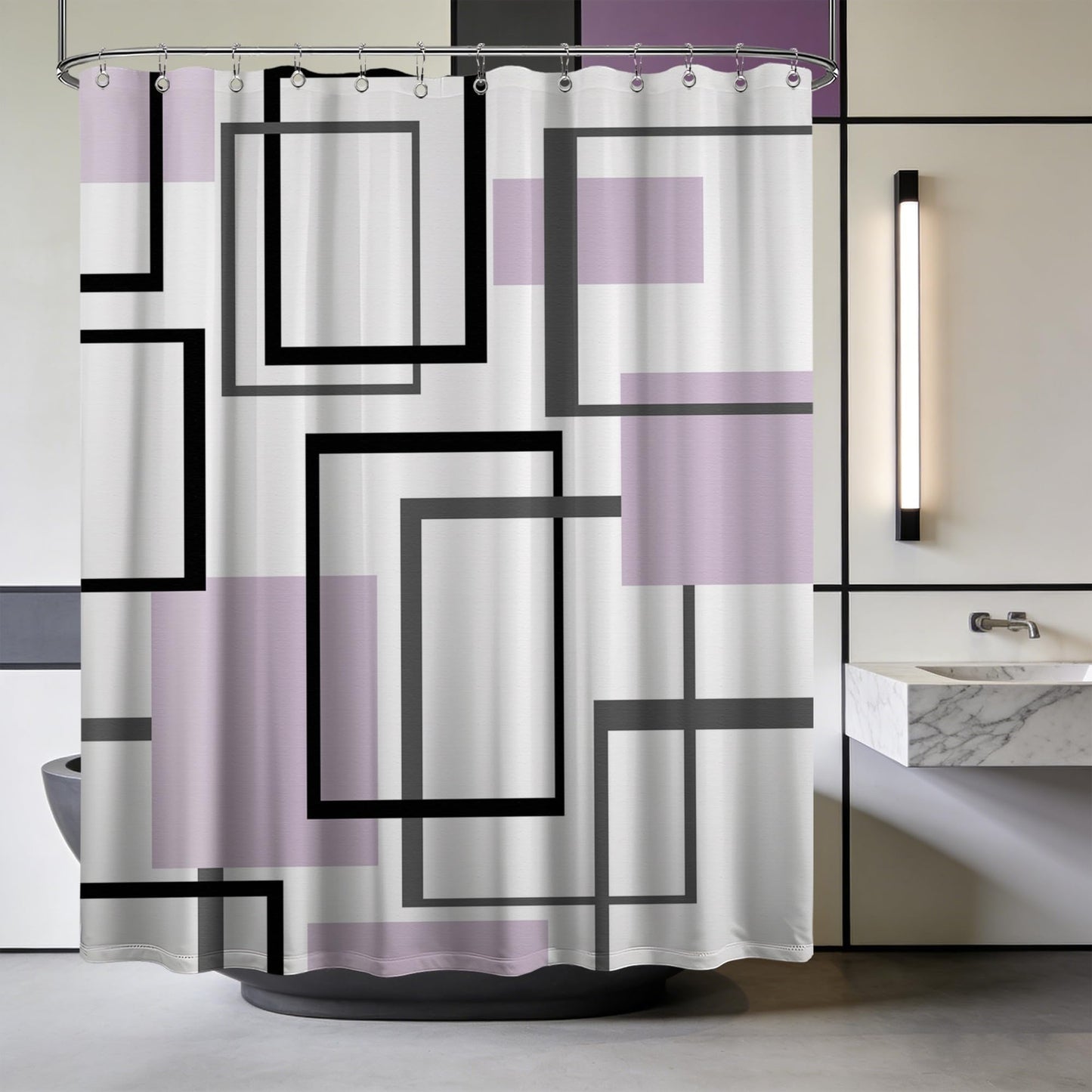 Yieldeer Geometric Shower Curtain, Light Purple, 70 x 72 Inch