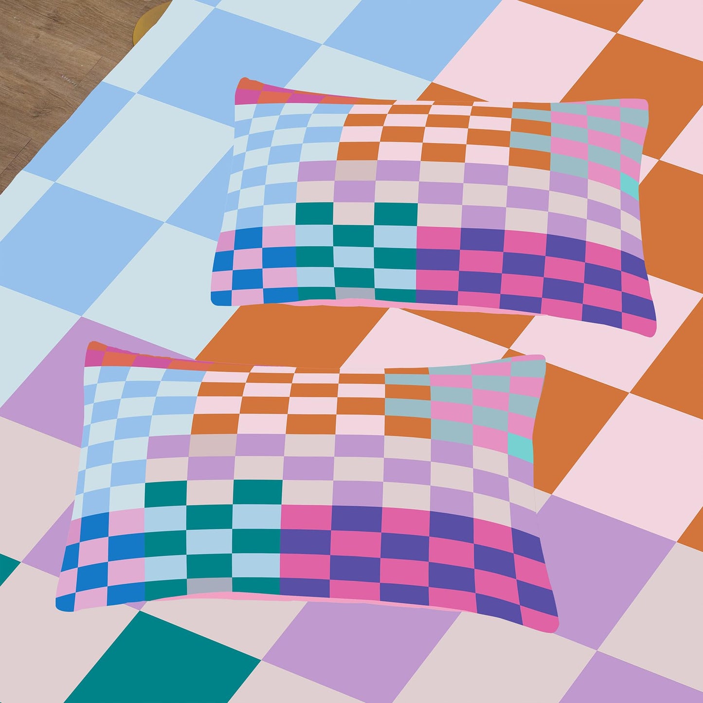 Tailor Shop Plaid Comforter Sets Full Bedding Set Women Men Checkerboard Grid Bedding Boys Girls Checkered Geometric Room Decor with 2 Pillowcases