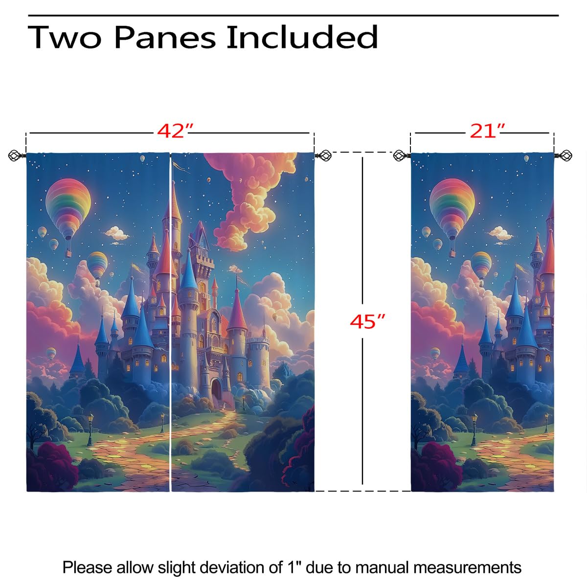 Fairy Tale World Castle Blackout Curtains for Girls Boy Home Decor, Cartoon Magic Fairy Manor Grommet Thermal Insulated Drapes Darkening Window Curtain for Bedroom Living Room, 42 x 45 Inch