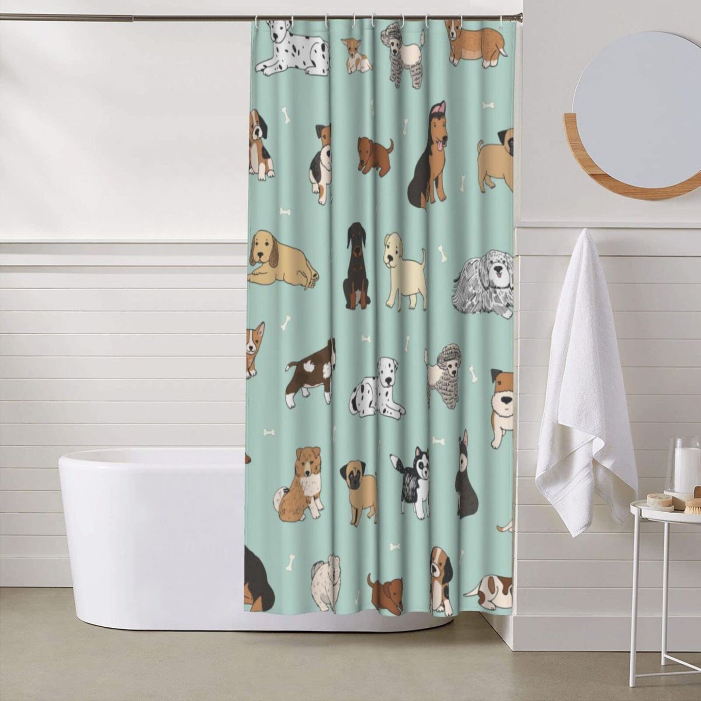 Fiokroo Puppy Dogs Cute Animals Shower Curtain 60x72in Waterproof Polyester Fabric Cartoon Pets Bath Curtain with 12 Hooks, Shower Curtains Sets for Home Bathroom Decor