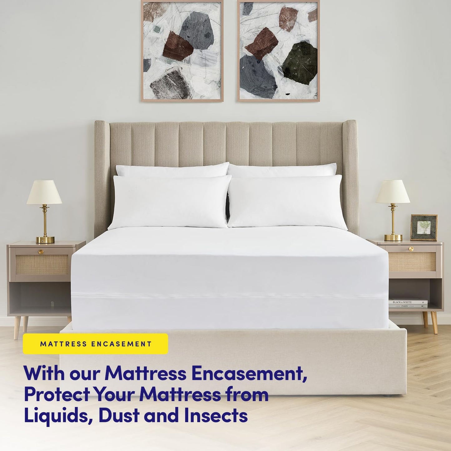 King Size Mattress Protector – Waterproof Zippered Mattress Encasement – Breathable Polyester Membrane – Fits 10″–16″ Deep Mattresses – Full Encasement, Bed Bug & Liquid Barrier, Machine Washable
