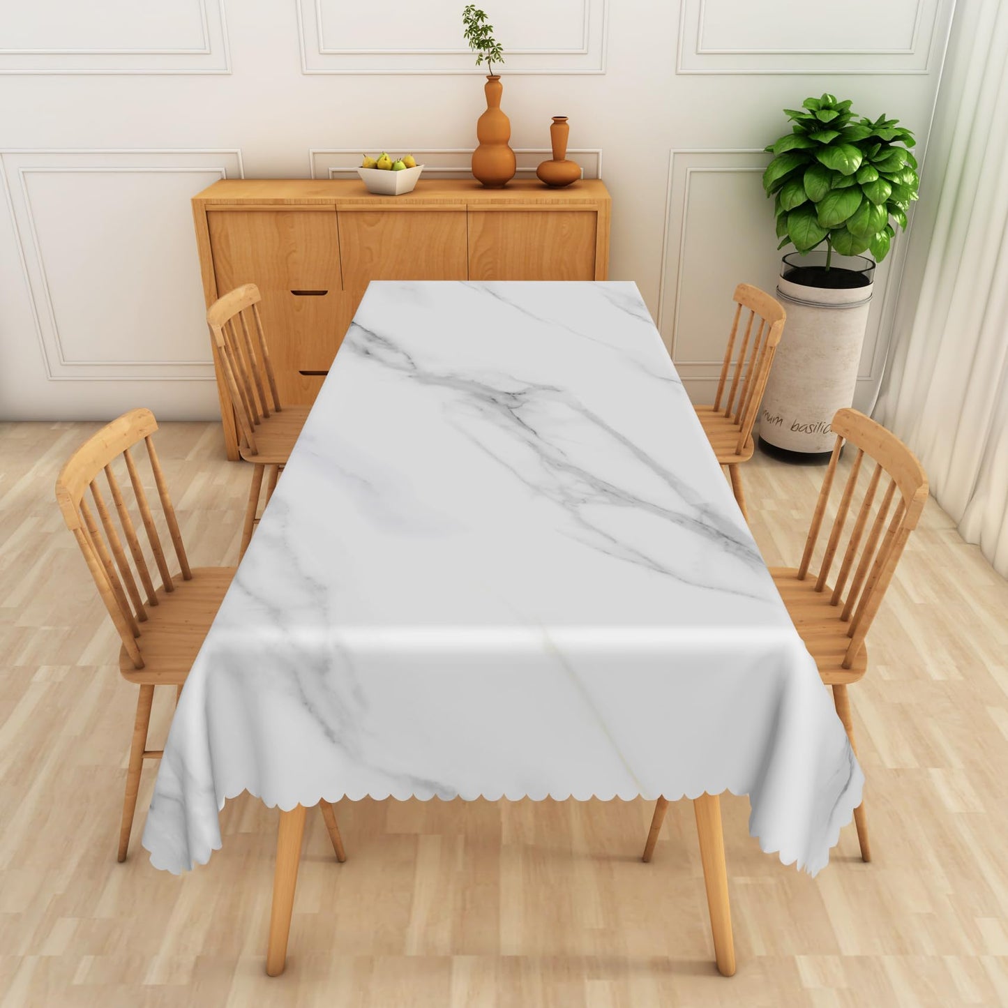 Grey and White Marble Texture Tablecloth,SIEDYCV 52x70 Inch Abstract Modern Luxury Ink Art Rectangle Polyester Fabric Table Cloth,Waterproof Table Cover for Kitchen Dining Patio Home Party Decoration