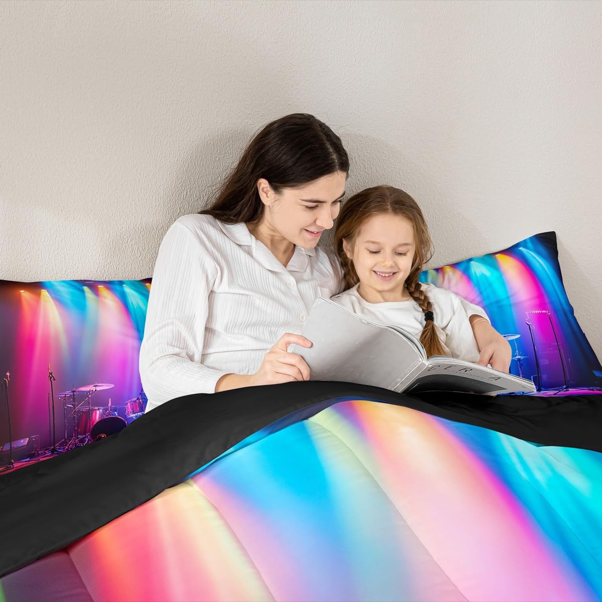 Erosebridal 3D Drum Kit Bedding Set Queen Drum Kit Instrument Comforter Set for Kids Boys Girls Rock Music Theme Down Comforter,Music Lovers Quilt Duvet