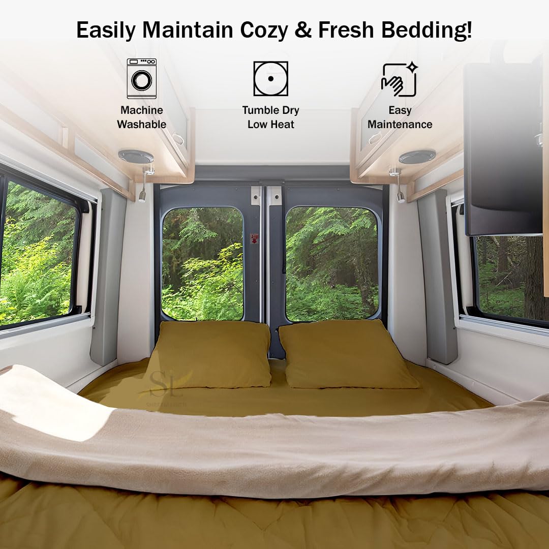 Shreem Linen Microfiber RV Sheet Sets, 48x75 3/4 Full Bunk, Taupe Solid - Fits Mattresses up to 8 Inches Deep, 4 Piece RV Bed Sheets for Campers, Motorhomes, and Travel Trailers