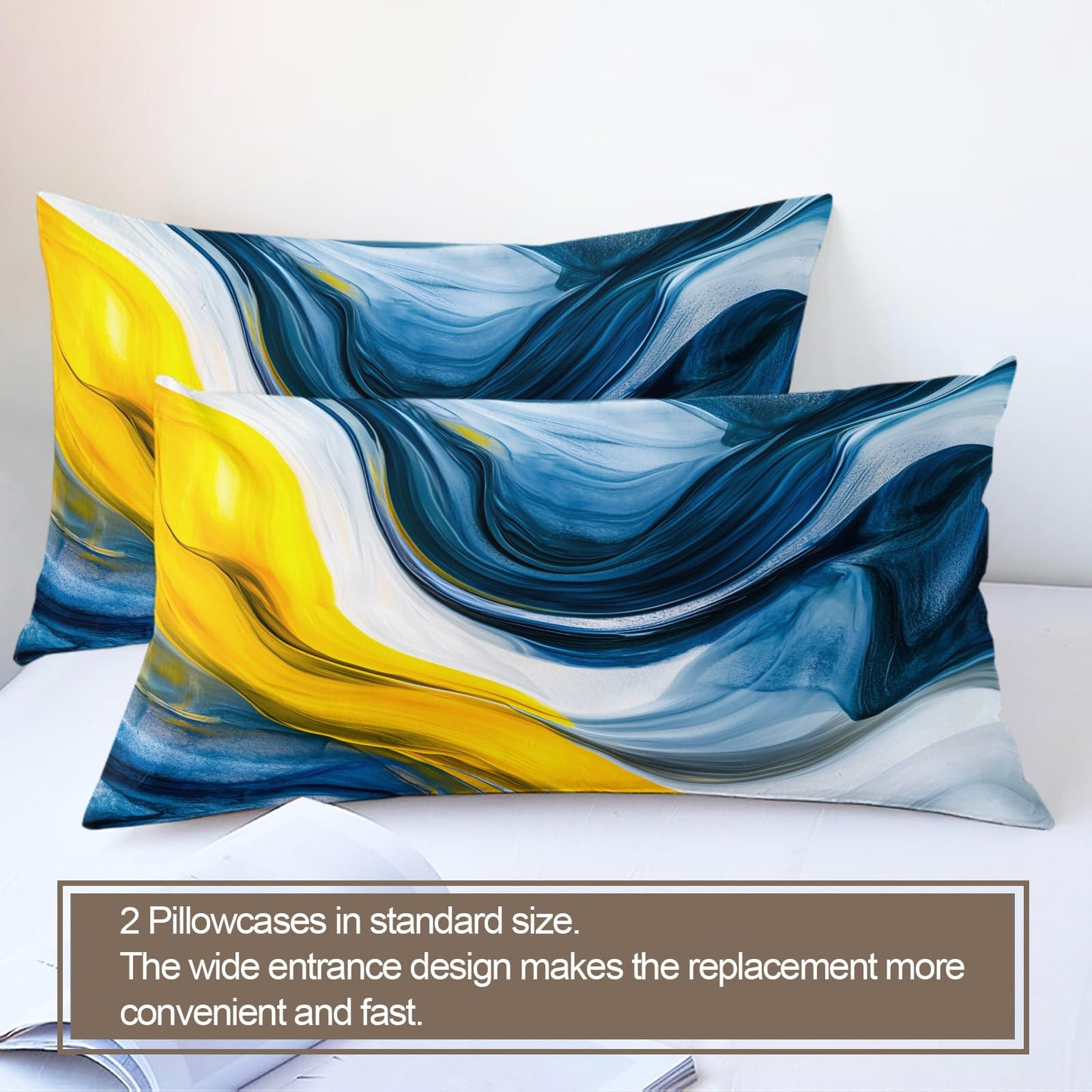 Twin Size Duvet Cover Fluid Art Print Duvet Cover Abstract Comforter Cover Abstract Waves Bedding Kids Room Bedding Decor (Reversible Printing)
