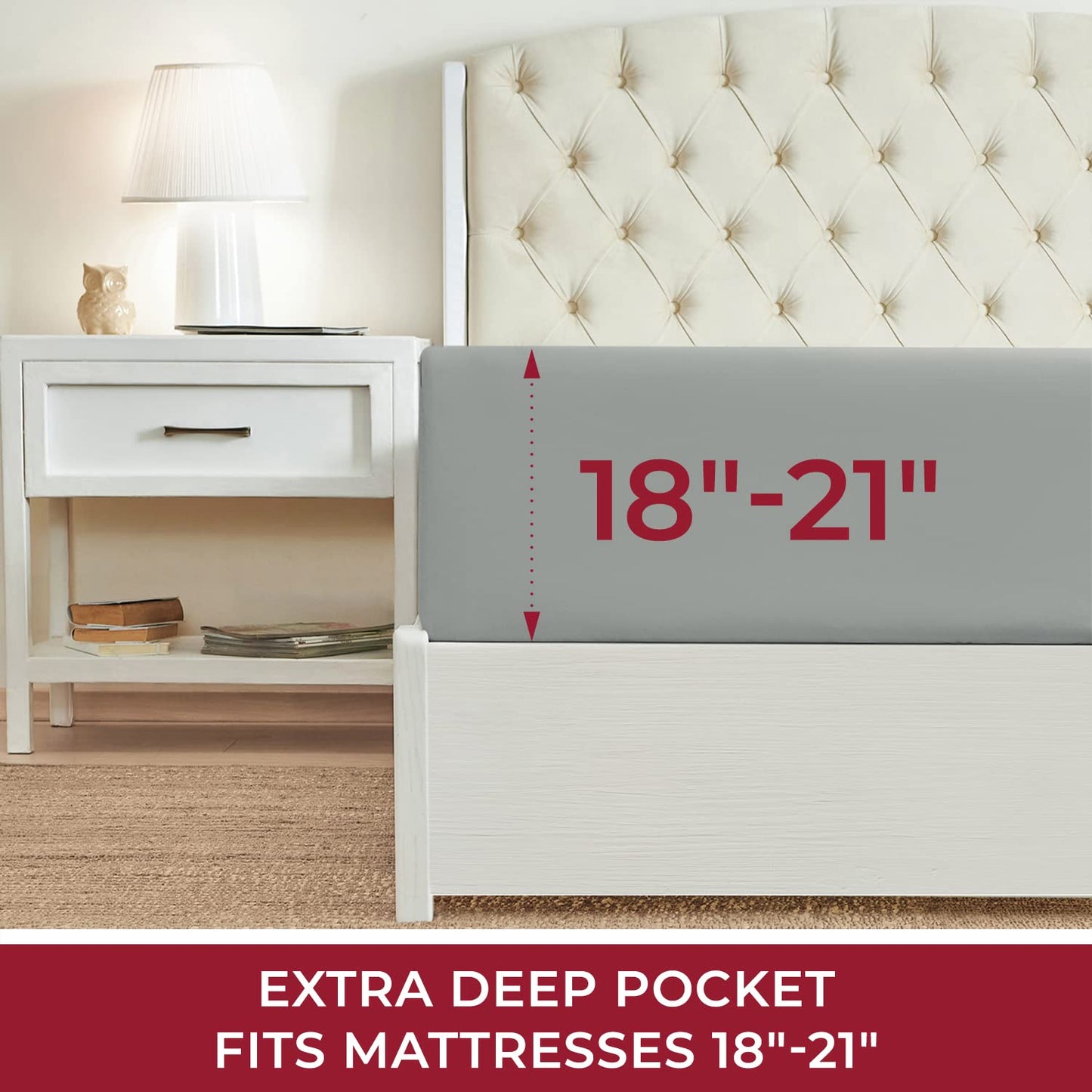 Mellanni Extra Deep Pocket King Fitted Sheet - Iconic Collection Bedding Sheets with up to 21 inch Deep Pocket - Soft & Cooling - Fade & Stain Resistant - 1 PC (King, Spa Mint)