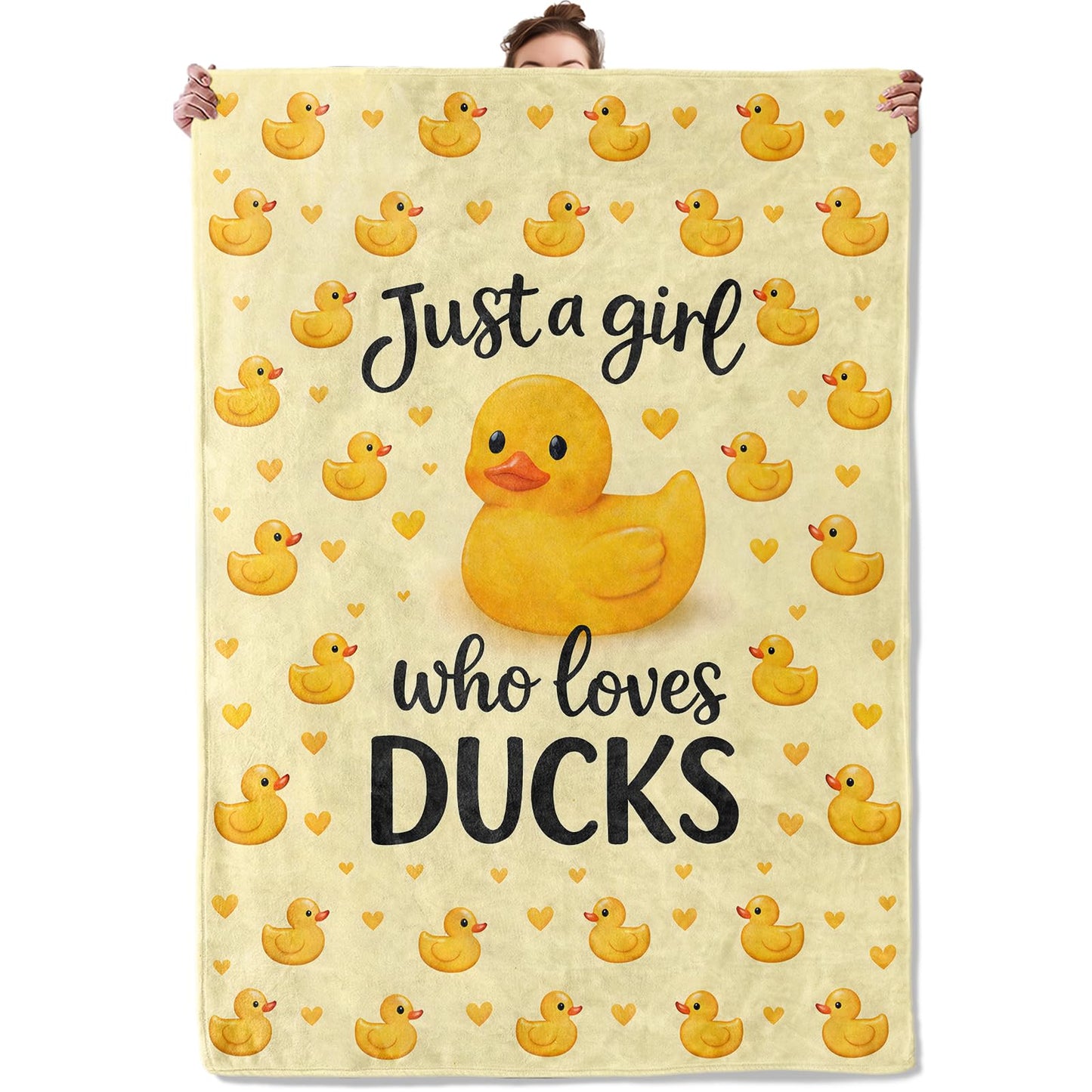 TRYYN Cute Duck Flannel Throw Blanket Adorable Yellow Farm Animal Decor for Girls Boys Adults Rustic Lovers Cozy Lightweight Fleece Blankets Bedroom Couch Dorm Camping Travel Gifts, 50x60inch