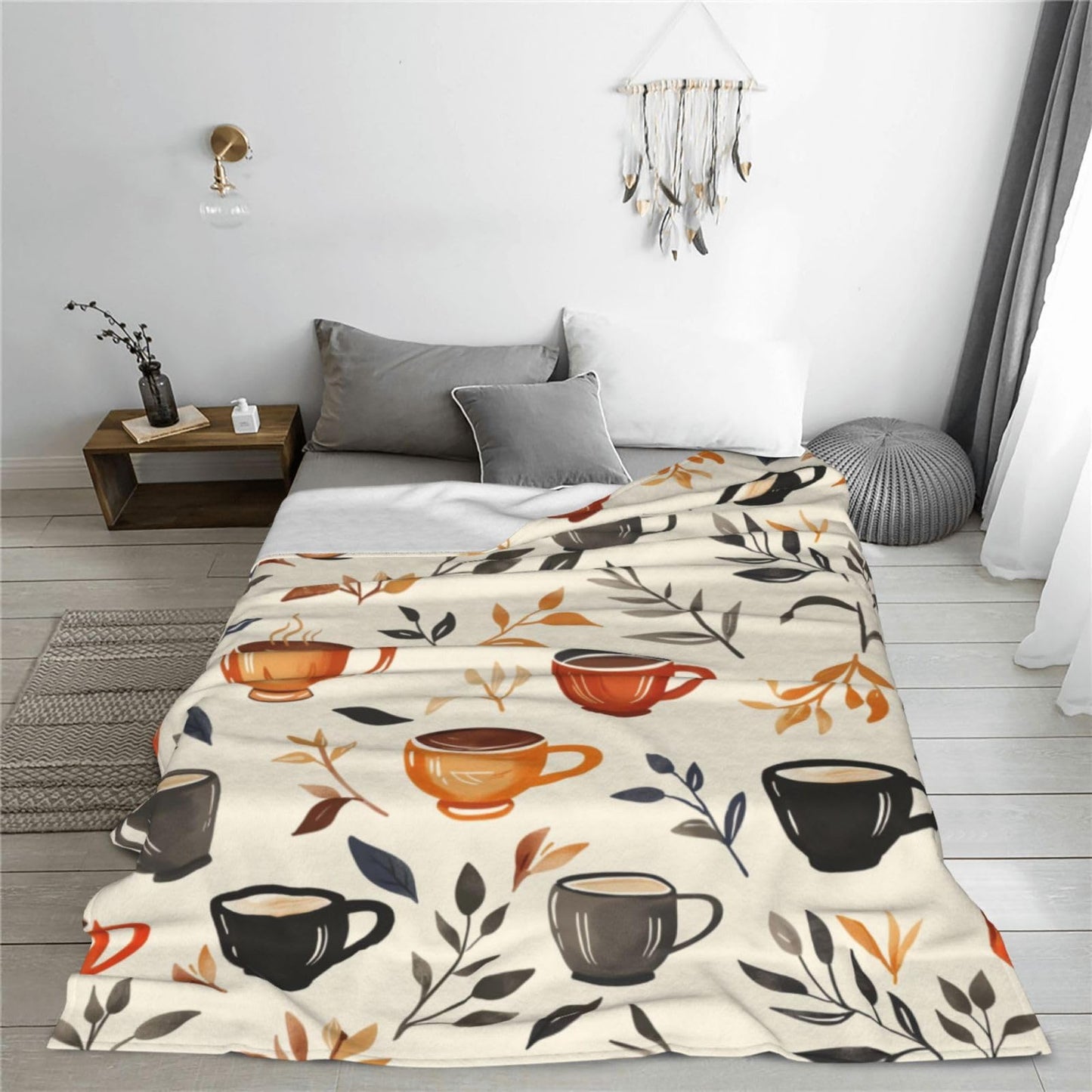 Turamurra Coffee Blanket Gifts for Adults Women Men Coffee Lovers Soft Warm Lightweight Cozy Coffee Throw Blankets for Bed Sofa Living Room Couch Home Decor 50"x60"