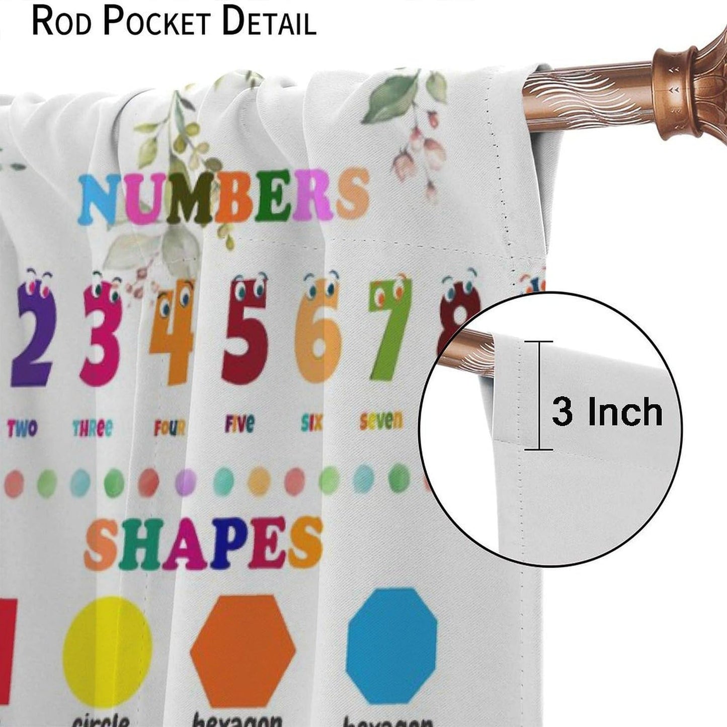 Kids Alphabets ABC Curtains,Cartoon Numeric Color Animal Nursery Eucalyptus Leaves Plant Funny School Education Window Drapes Print for Boys Girls Baby Children Toddler Bedroom 42x45in（No Blackout）