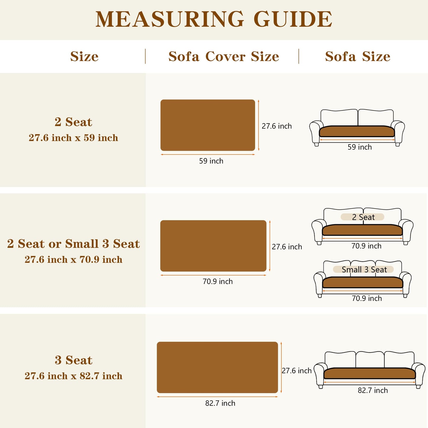 MYSKY HOME Couch Covers for Sofa, L Shaped Couch Cover, Couch Cover for Dogs, Sofa Covers for Pets Washable, Non Slip Sofa Slipcovers, Leather Sofa Cover Sectional Couch Covers, Cream, 27.6" x 70.9"