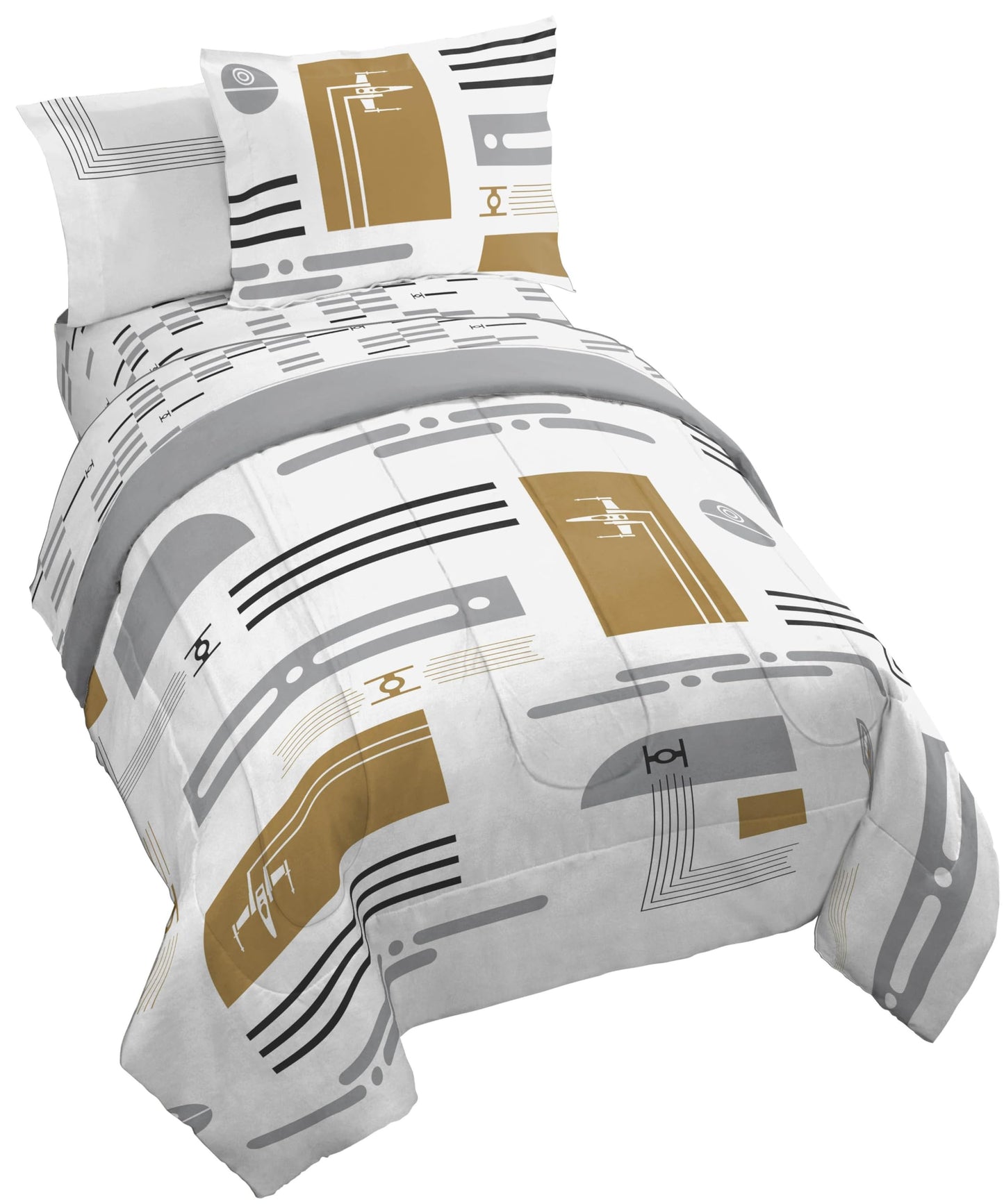 Jay Franco Comforter Set Includes Sheets and Pillow Covers - Soft and Cozy Bed Set for Stylish Room Decor, White - Star Wars, 5 Piece Twin Bedding