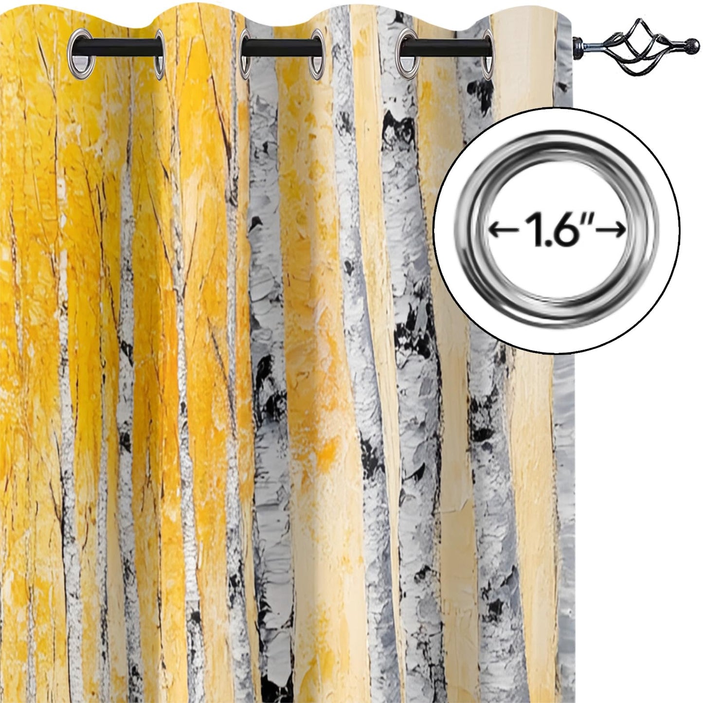 JAXIUOF Autumn Forest Blackout Curtains for Bedroom 84 Inch Long 2 Panels, Birch Trees Window Curtains, Forest 3D Printed Drapes, Grommet Top Window Treatments for Living Room Kitchen Decor