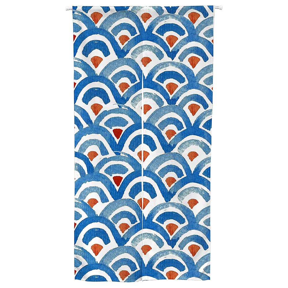 Ofat Home Design Japanese Doorway Curtain Blue Scale Traditional Painting Red-Crowned Cranes Noren Curtain 33.5"x 59" Door Curtain for Kitchen Bistro Partition