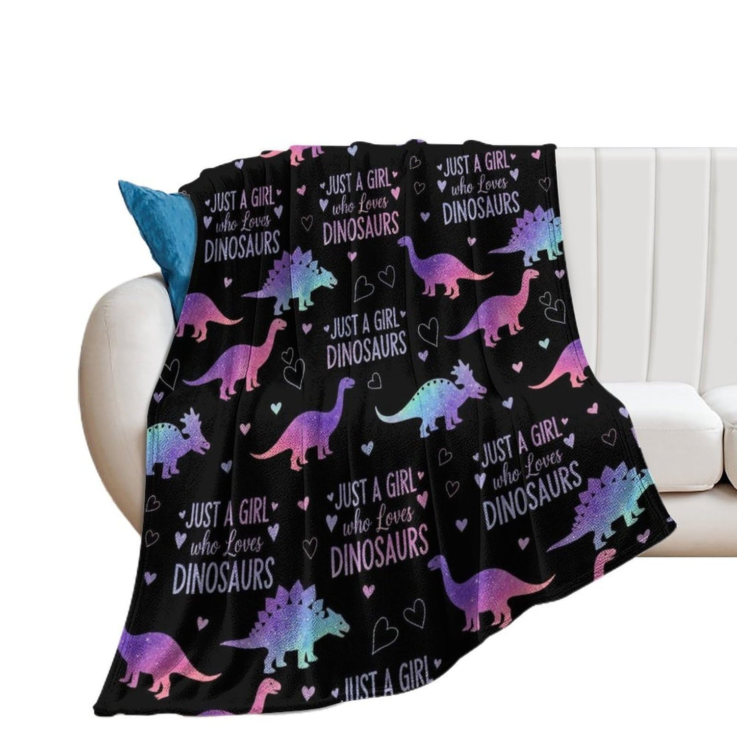Meaudiwes Fashion Blanket Carpet, Flannel Blanket Winter Warm Blanket for Women Men Compatible with Just A Girl Who Loves Dinosaurs