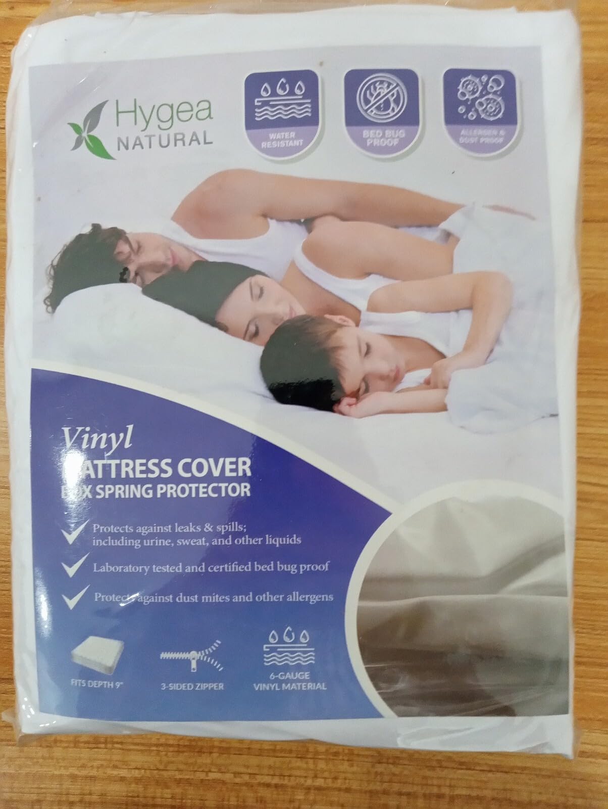 Hygea Natural Twin Size Tear-Free Heavy Duty Vinyl Box Spring and Mattress Cover - Waterproof, Anti-Bed Bug and Allergen-proof, Zippered Encasement - 39” x 75” x 9” Deep - Durable Protection