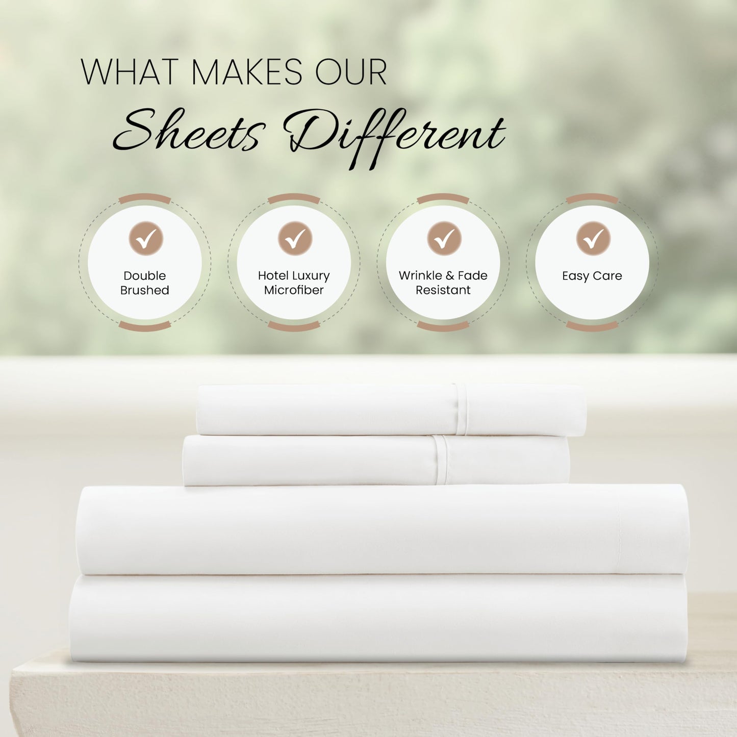 Linen Market Brushed Microfiber King Sheet Set 4 Piece – Oeko-TEX Certified Ultra Soft & Wrinkle-Free - 16" Deep Pocket Sheets - Easy Care King Size - White
