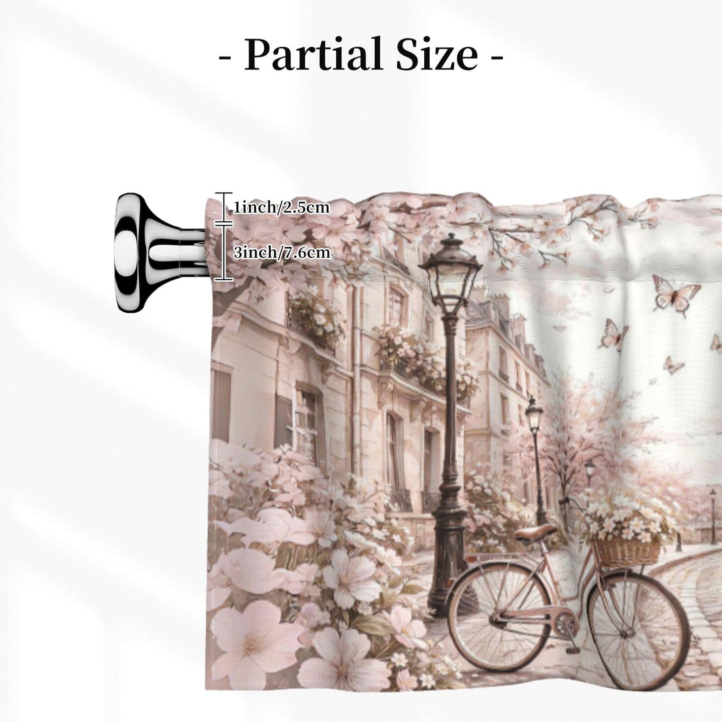 VeySlHio Romance Paris Curtain Valance 54x18 Inches Window Treatment Rod Pocket Valance for Kitchen Bathroom Bedroom