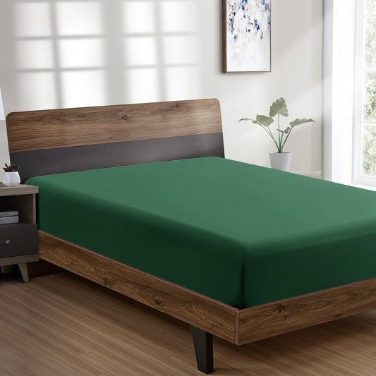 FreshCulture Queen Fitted Sheet - Hotel Quality, Ultra Soft & Breathable Brushed Microfiber, Deep Pocket, Cooling Fitted Sheets for Queen Size Bed (Dark Green)