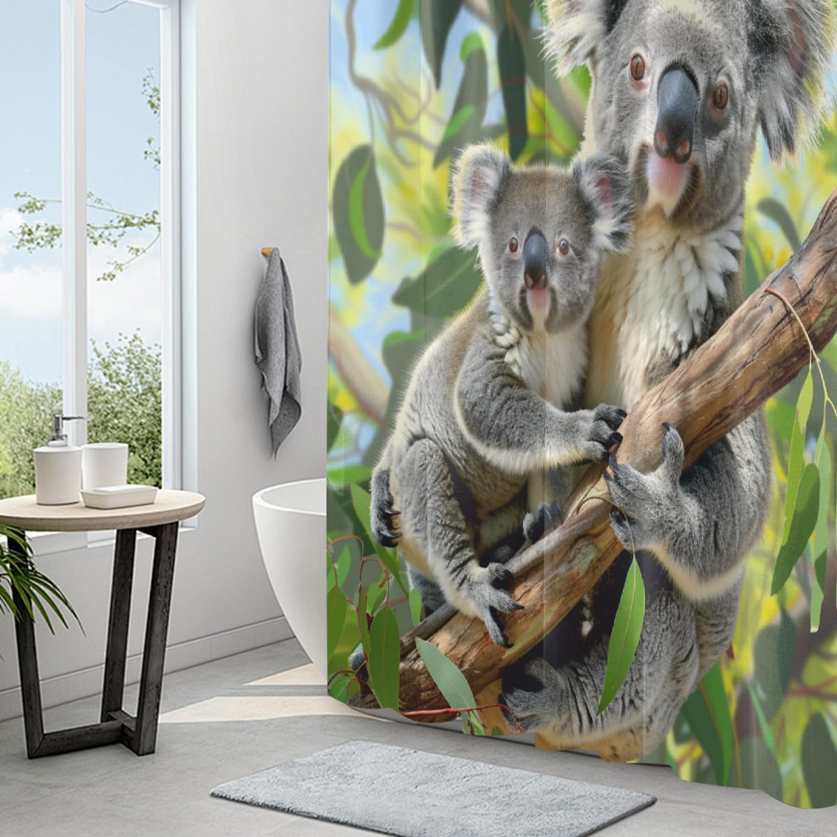 Ivolege Shower Curtain with Hooks, Koala Shower Curtain
