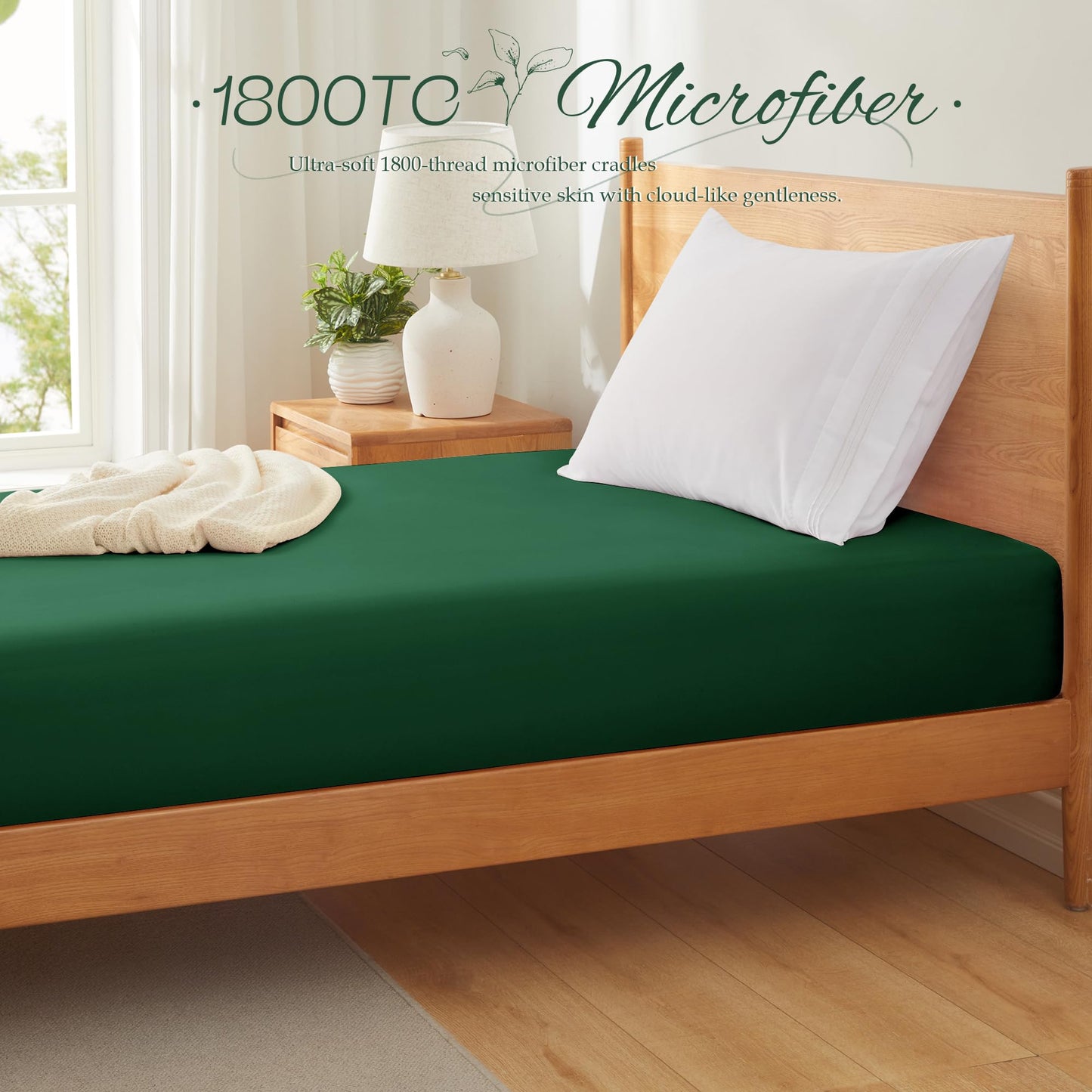 Vonty 1Pcs Green Cot Sheets 31" x 75" - 1800 Thread Count Cot Microfiber Fitted Sheets Only, Breathable & Soft Camper Bunk Fitted Bed Sheet Fit for Narrow Twin RV Bunk Guest Bed Matress