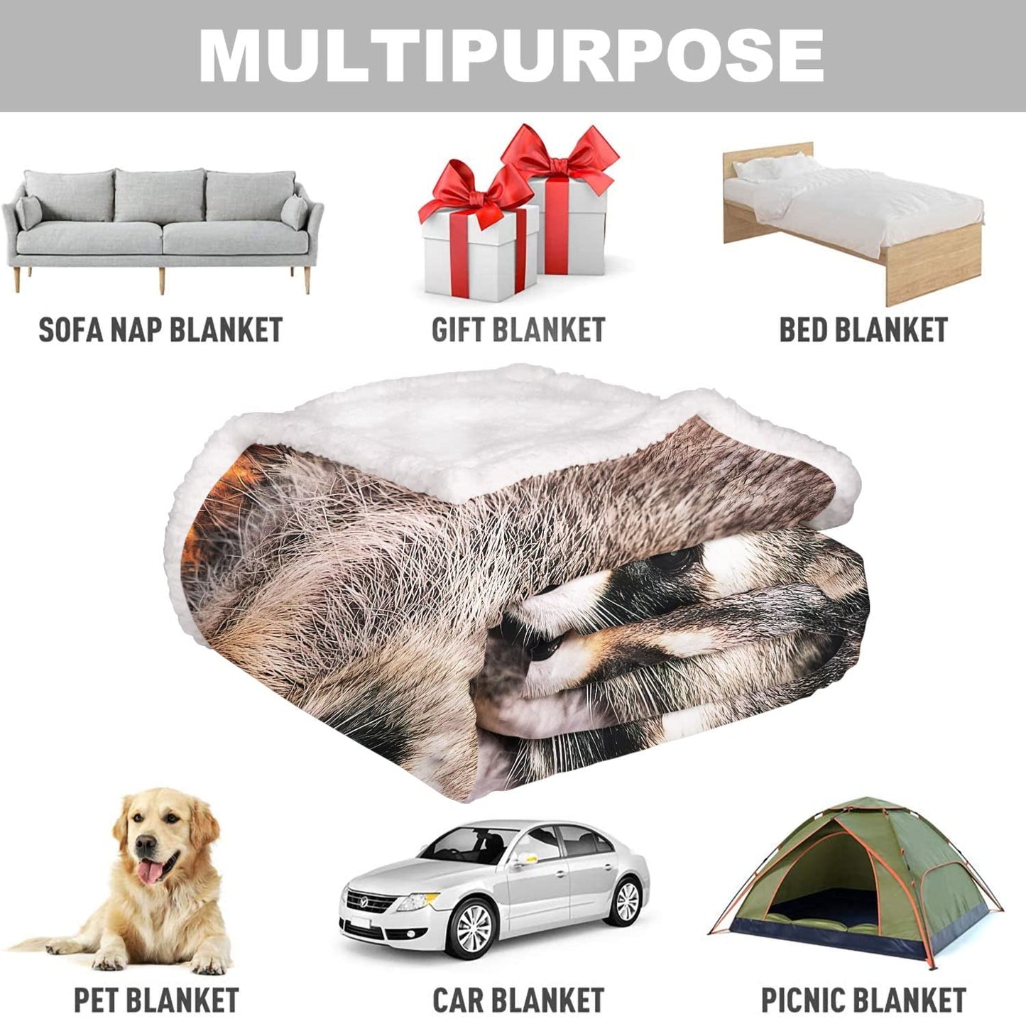 XSMEI Raccoon Sherpa Blanket, Animal Print Fleece Throw Blankets for Couch Sofa Bed, Super Soft Warm and Lightweight, 50" x 60"