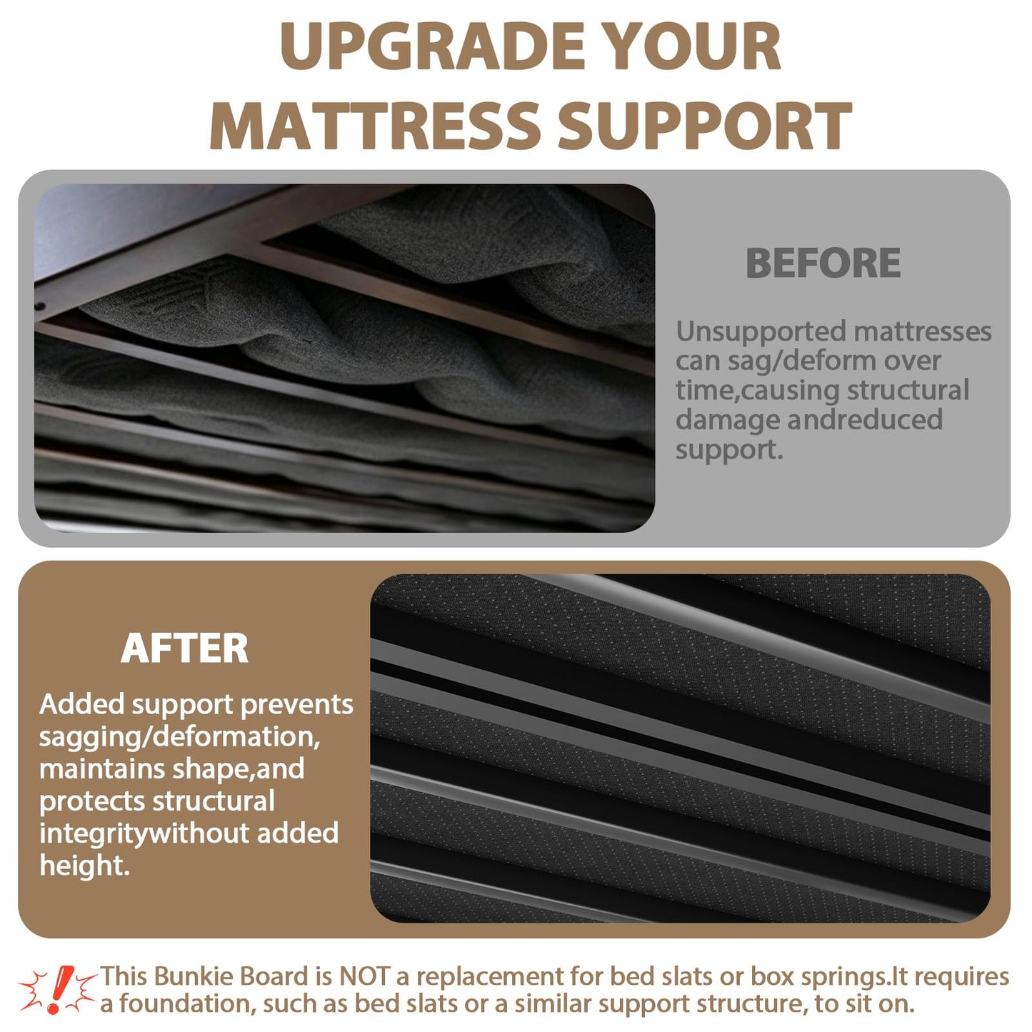Xenohuaxis Heavy Duty Bunkie Board Queen Size 60"x80",10MM Bed Support Board, Anti-Sag Mattress Support for Slatted Bed Frame, Bunk Bed & Platform Bed