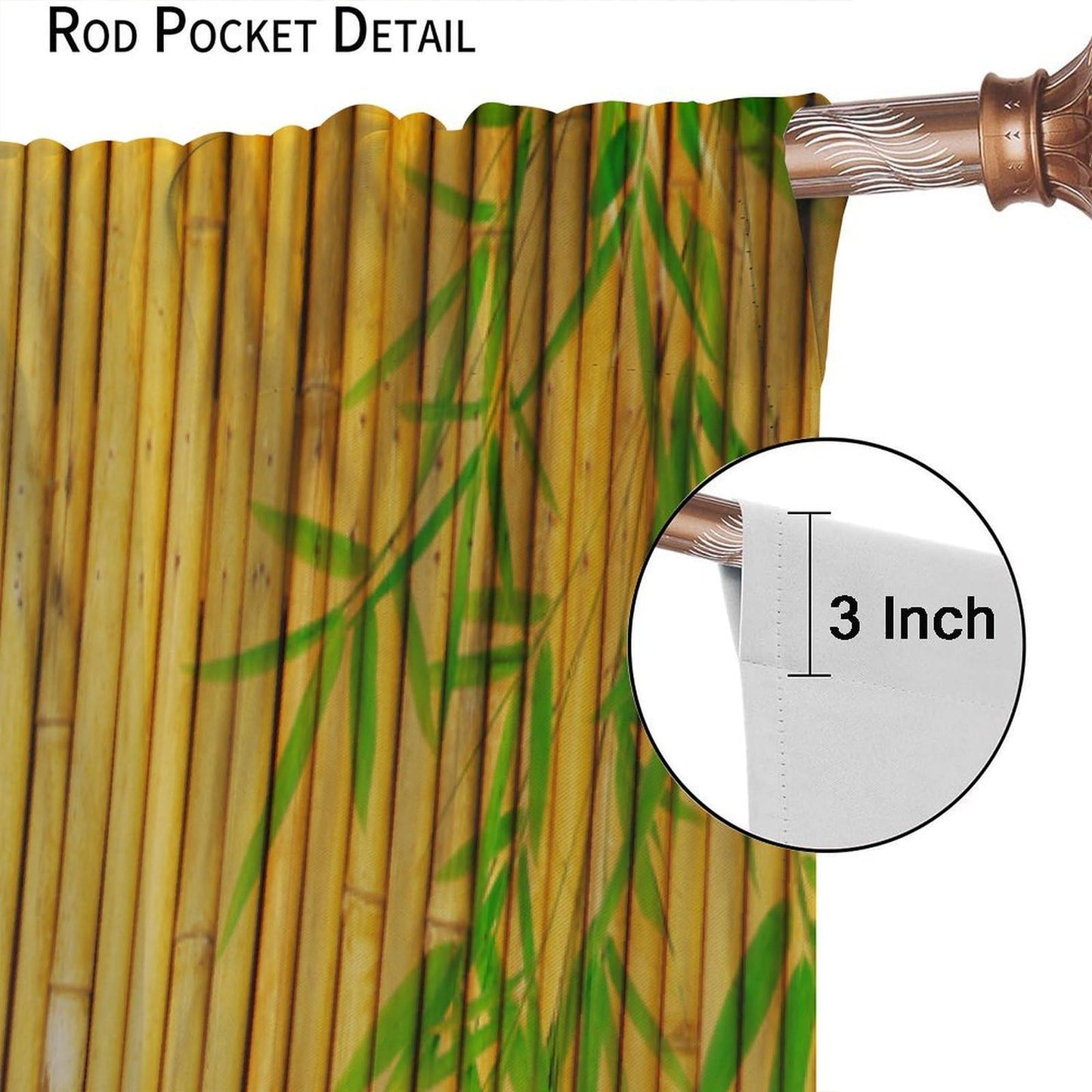 TYVGICZ Bamboo Floral Curtains, Elegantly Bamboo Asian Japanese Chinese Leaves Yellow Red Pink Green Window Treatments for Bedroom Living Room Drapes 2 Panels 42x45 Inch