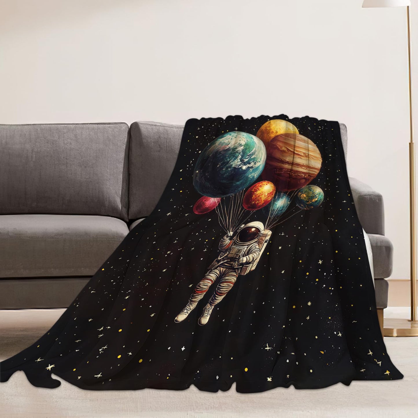 Space Blanket, Astronaut Throw Blanket, Astronaut Gifts, Galaxy Blankets, Space Stuff Fleece Flannel Plush for Men Women Girls Lovers Adults Soft Bedding for Sofa Office Home Decor 40"X50"