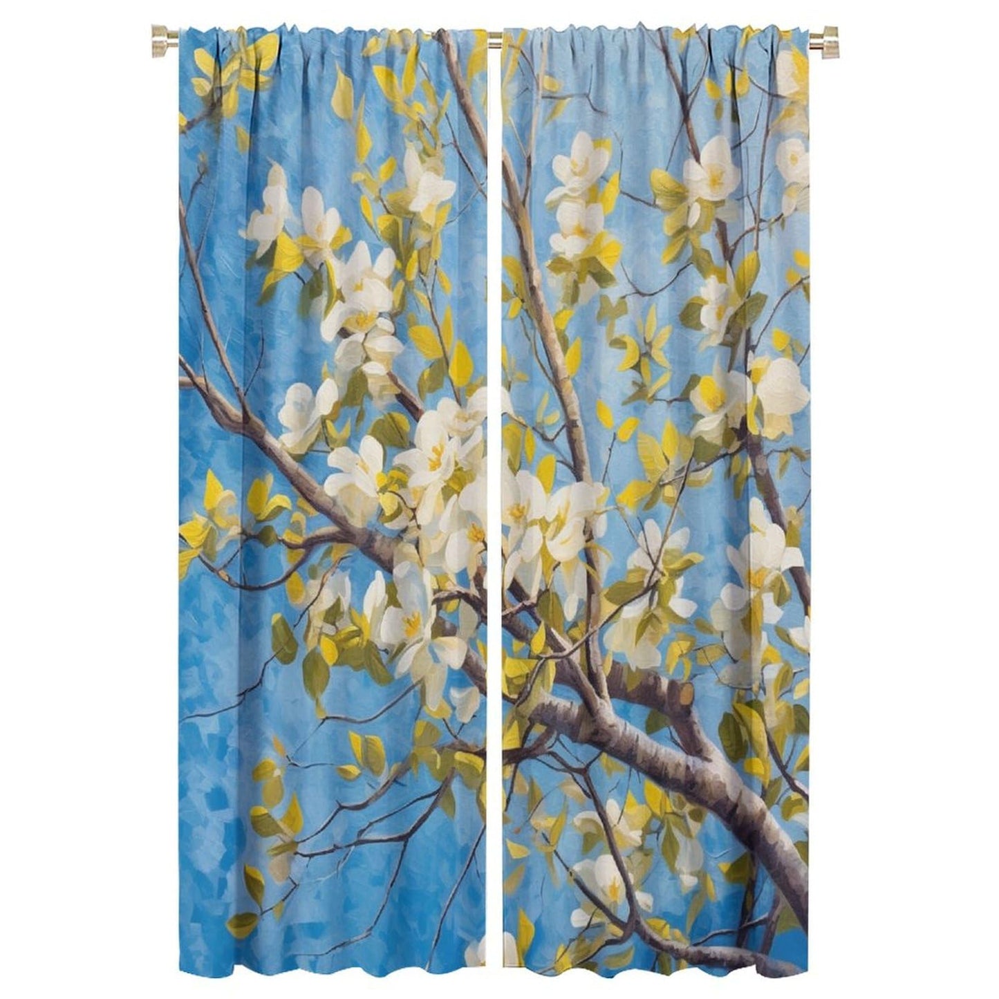 SOPIYRIO Farmhouse Flower Branch Blackout Window Curtains Beautiful Flowers Tree Rod Pocket Curtains for Bedroom Thermal Insulating Drapes for Living Room 2 Panels, Each 21 W x 45 L inch