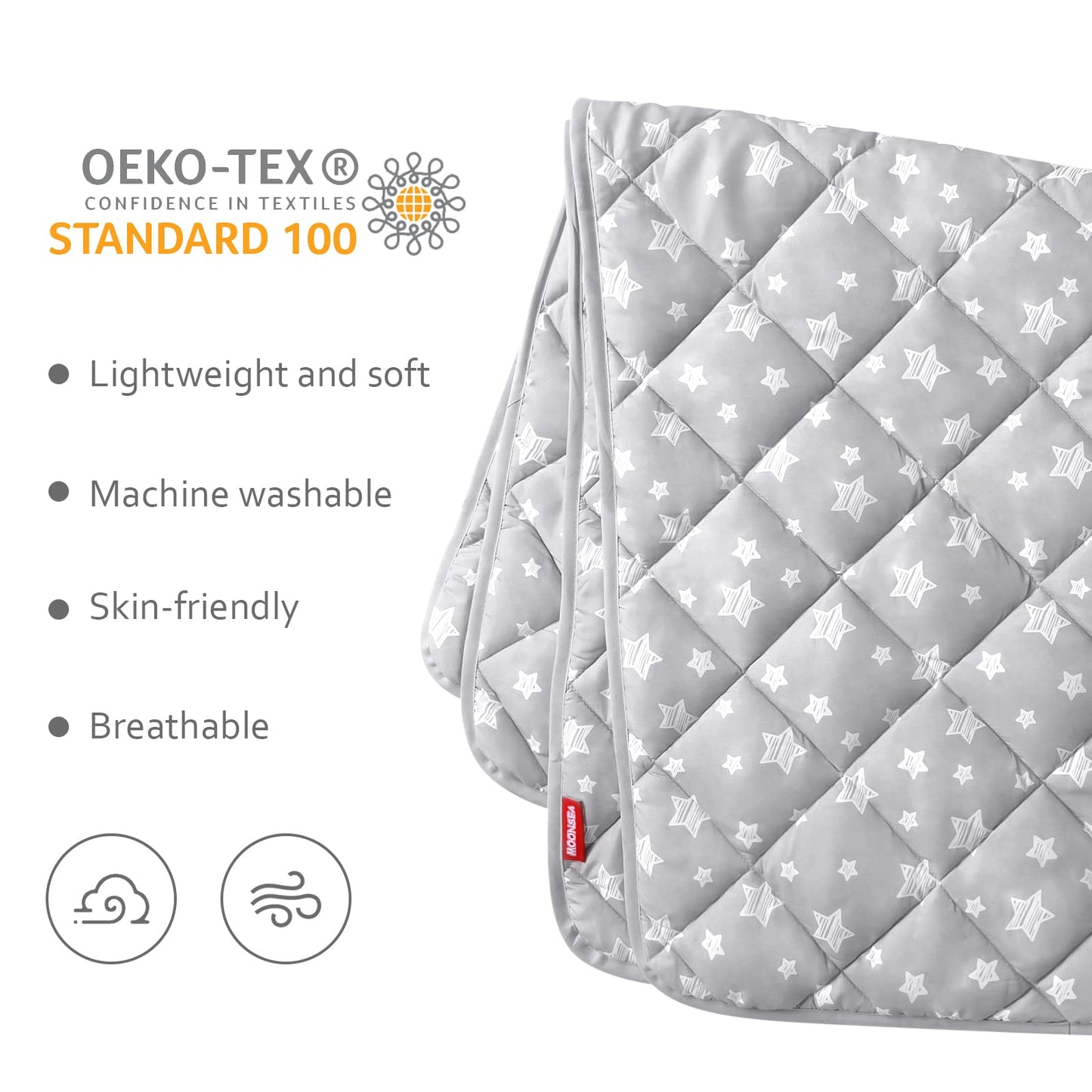 Baby Blanket for Boys and Girls, Soft Cozy Toddler Comforter Quilted with Grey Star Print, Ultra Soft and Comfortable Down Alternative Crib Comforter, 39x47 Inches