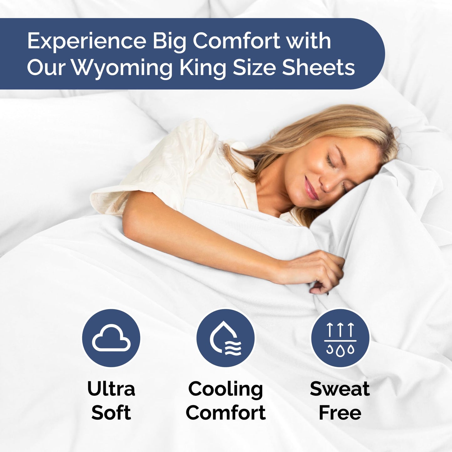 Wyoming King Sheet Set 84 x 84 – Luxury 4 PC Emperor Wyoming King Sheets for Superior Comfort – 16” Deep Pocket Fitted Wyoming King Sheets – Premium Softness, Durable, Breathable, Wrinkle-Resistant