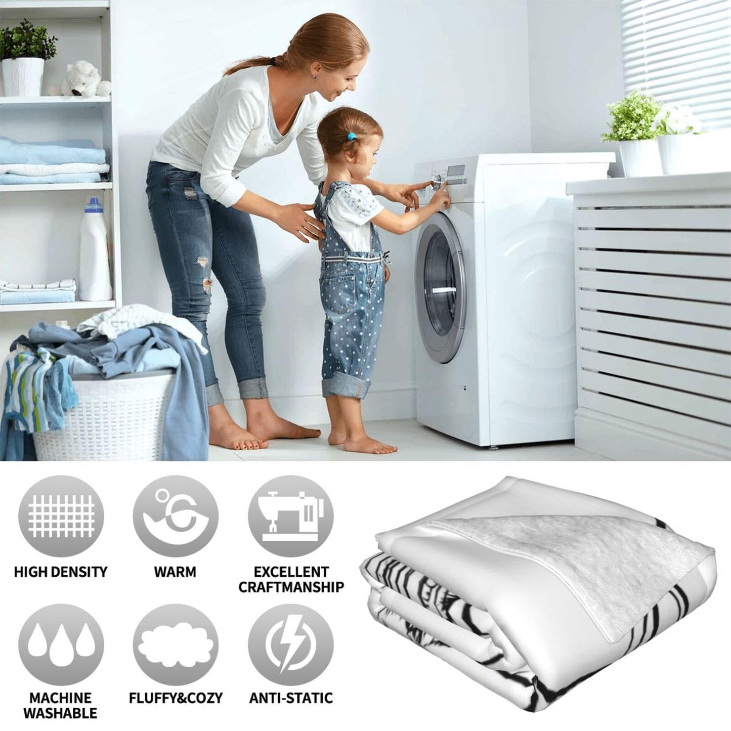 Cute Chinchilla Blanket, Gifts for Women, Black and White Animal Soft Lightweight Throw Blankets for Kids Girls, Travel Bed Living Room Decor, 50x60in