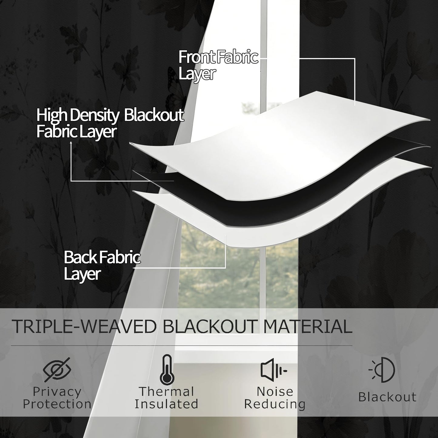 Spring Watercolor Wildflower Butterfly Blackout Curtains, 2 Panels, 29.5"W x 63"L, Colorful Meadow Floral Window Drapes, Thermal Insulated Darkening Botanical Curtains for Bedroom Nursery Living Room