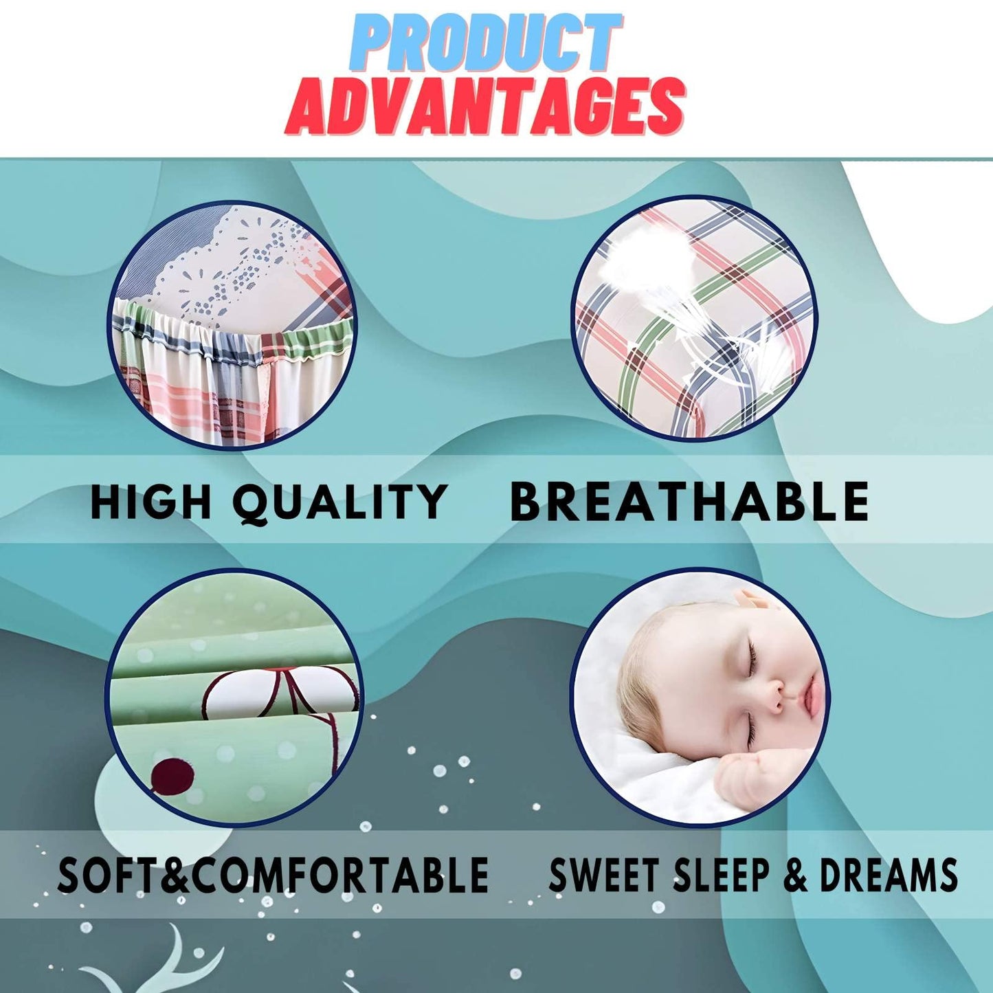 NOGAWA Abstract Sheets Full Size, 70s Retro Bed Sheets, Patterned Bedding Sheets & Pillowcases 4 Piece Set - Soft Microfiber Deep Pocket Fitted Sheet & Flat Sheet & 2 Pillow Cases