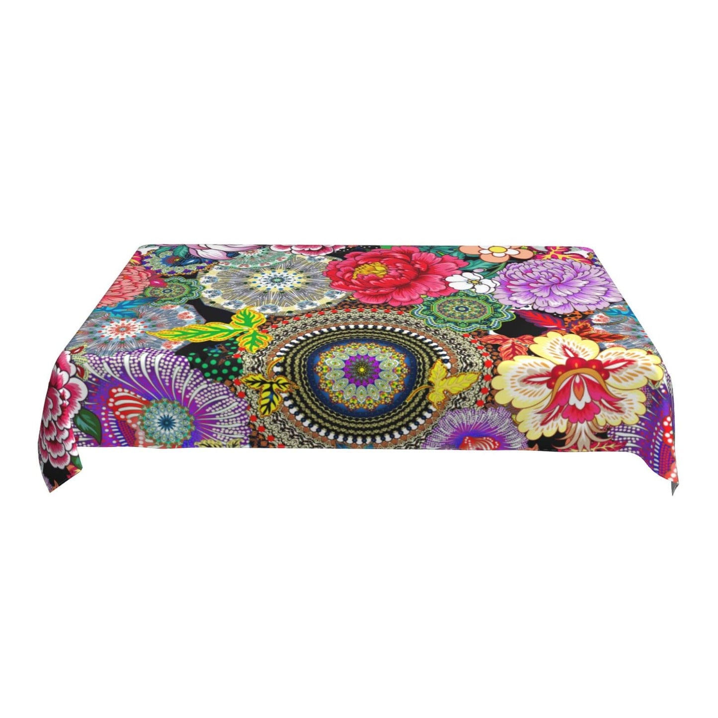 Mandala Flower Tablecloth Table Cover Washable Tabletop for Kitchen Dinning Decoration Rectangle 60x90inch