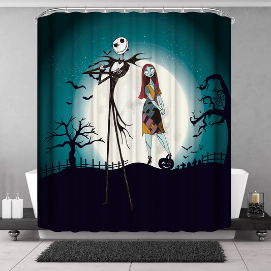 DDS-DUDES Christmas Shower Curtain Kids Bathroom Halloween Decor with 12 Curtain Hooks for Bathroom, Waterproof 71 x 71 inch (SC-06)