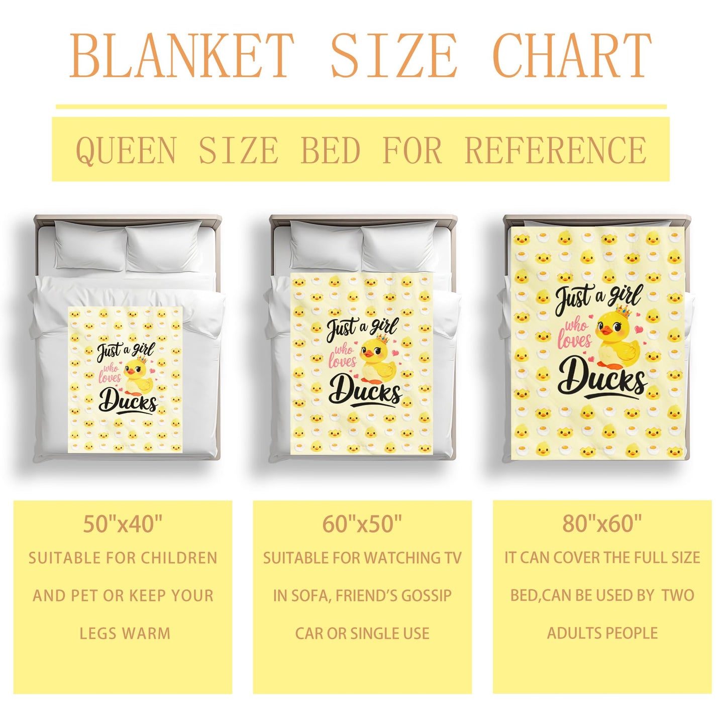 Duck Blanket Gifts for Duck Lovers Soft Flannel Ducks Throw Blanket Room Decor Merch Stuff for Girl Women 50"X40"