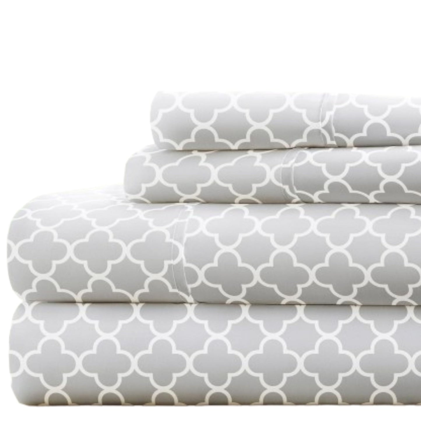 Linen Market 4 Piece Full Bedding Sheet Set (Gray Quatrefoil) - Sleep Better Than Ever with These Ultra-Soft & Cooling Bed Sheets for Your Full Size Bed - Deep Pocket Fits 16" Mattress