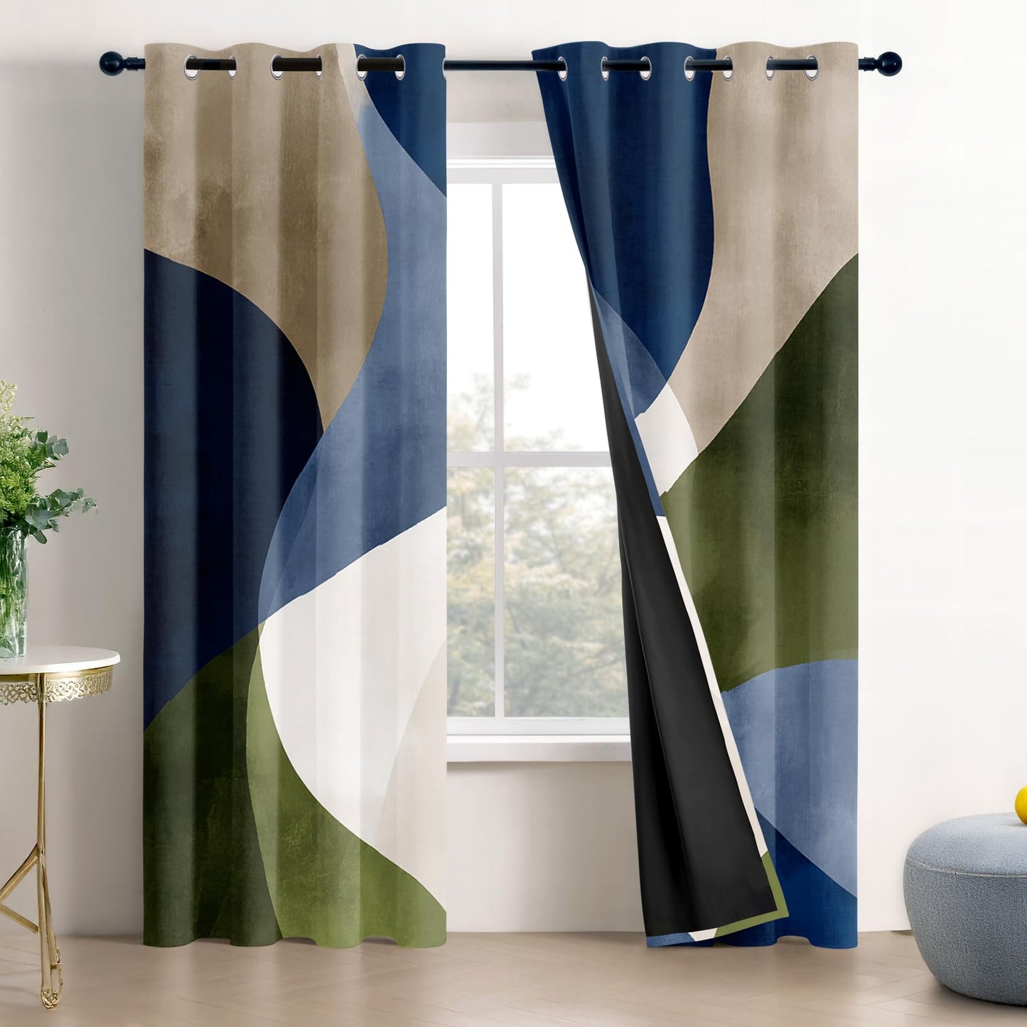Solvivae Abstract Art Blackout Curtains for Bedroom Living Room, Modern Abstract Elegant Patterned Window Treatments, Room Darkening Thermal Insulated Grommet Drapes, 84 Inch Curtains 2 Panel Set
