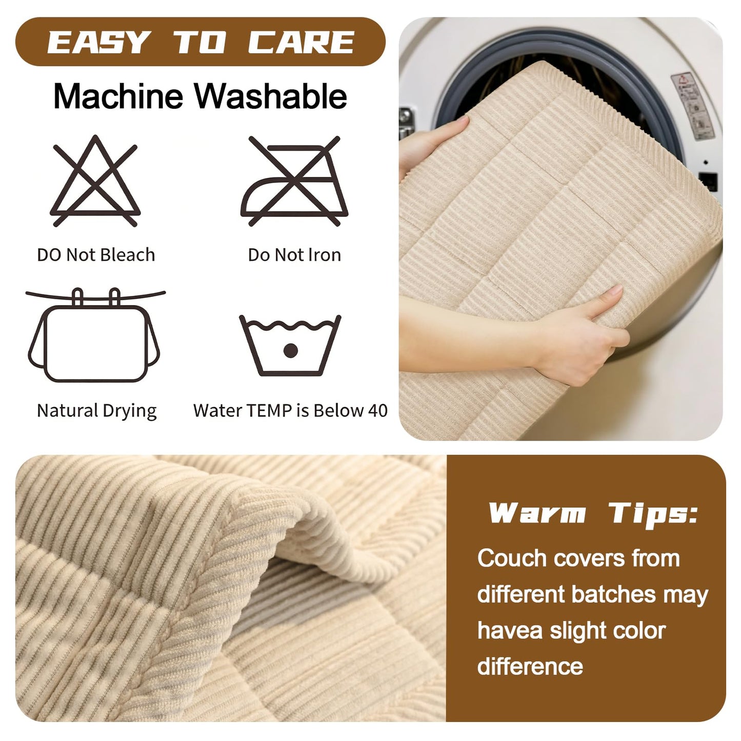 HAOYONG Couch Covers for Dogs Washable, Non Slip Fuzzy Durable Couch Covers for 3 Cushion Sofa Pet Friendly Furniture Protector Covers Dog Mat for Couches (Beige, 27.6"×82.7")